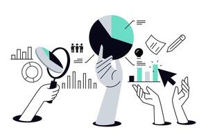 Data analytics. illustration for web banner, social media banner, business presentation, marketing material. vector