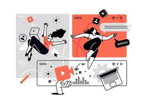 app and communication. illustrations for web banner, social media banner, business presentation, marketing material. vector