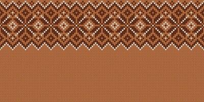 Knitwear texture. Template with empty place for text. Traditional seasonal seamless wide background for holiday design. Winter knitted sweater pattern with snowflakes, Christmas illustration. vector