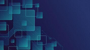 Futuristic tech background featuring glowing transparent squares and digital circuit lines over a dark grid, ideal for innovation, data, or digital technology themes vector
