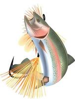 A fish with a hook and a fly on it vector