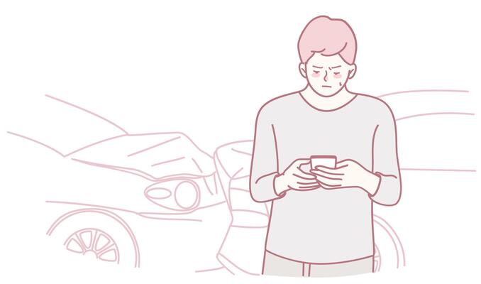 Man Texting Near Vehicles Common Everyday Moments of Distracted Interaction and Activity