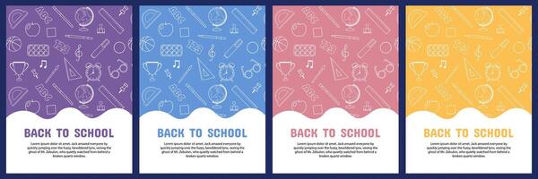 Back to school. A set of templates for posters, advertising printed materials, banners for designing websites, applications, social networks. vector