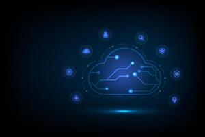 Digital technology cloud business internet connection with icons, Online network finance marketing vector