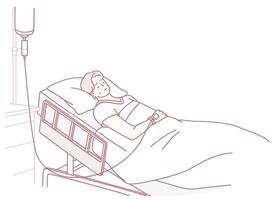 The patient is resting comfortably in bed while receiving IV hydration and medication vector