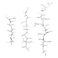 Crack set. Grunge urban graphic elements of rough surface. Dust overlay distress grained texture. One color graphic resource. vector