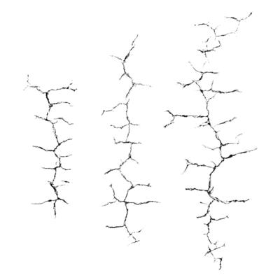 Crack set. Grunge urban graphic elements of rough surface. Dust overlay distress grained texture. One color graphic resource.