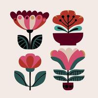 Minimalistic botanical floral graphic elements. vector