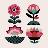 Minimalistic botanical graphic elements. flowers, simple plants floral shapes set. Modern Scandinavian style design elements. vector
