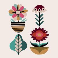 Minimalistic botanical graphic elements such flowers. vector