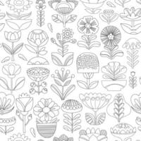 Seamless linear pattern. Geometric floral repeatable background. Folkloric motif. vector