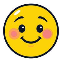Blushing Emoji Illustration with Rosy Cheeks and Shy Smile on White Background vector