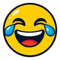 Vibrant Laughing Emoji Illustration with Tears of Joy Cartoon Design High Resolution vector