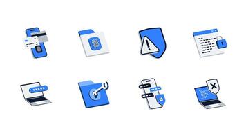 Isometric Cybersecurity and Data Protection Icon Set. Password, Folder, Mobile Security, Code and System Safety. Editable for App, Web, Infographics and Animation. vector