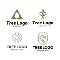 Tree logo design set vector