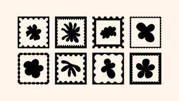 floral frames and borders in simple hand drawn cut out style with mosaic illustrations vector