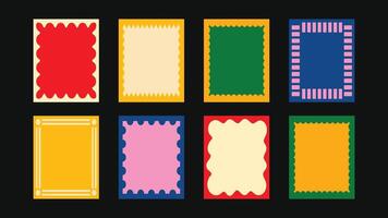 set of hand drawn cut out style frames and borders abstract design elements for wedding, birthday party invitations, greeting cards, prints, in marine coastal style with copy space for text vector