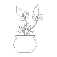 Monoline Potted Plant Design with Subtle Abstract Shapes vector