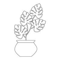 Clean Line Work Plant Drawing with Minimal Abstract Details vector