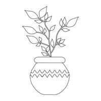 Vectorized Minimal Plant in Pot Line Drawing for Decor vector