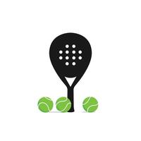 Flat design one padel racket and three ball icon, ideal for UI, apps, infographics, and modern visuals. vector