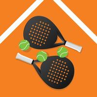 Modern flat illustration of padel rackets and balls with vibrant contrast, ideal for UI, apps, and icons. vector