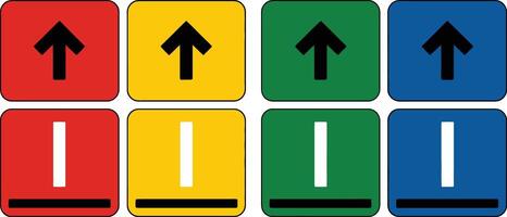 Directional signage set with arrows and lines in primary colors vector