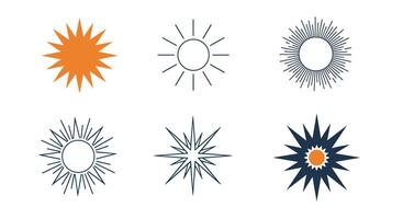 Diverse Sunburst Designs A Collection of Radiant and Abstract Star Illustrations vector