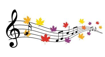 Autumn Symphony A Melodic Tapestry of Falling Leaves and Music Notes Harmony vector