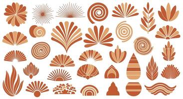 An Assortment of Abstract Botanical Inspired Shapes Depicting Nature and Artistic Forms vector