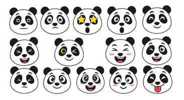 Variety of Panda Emotions and Expressions Expressed Through Cute and Expressive Panda Faces vector