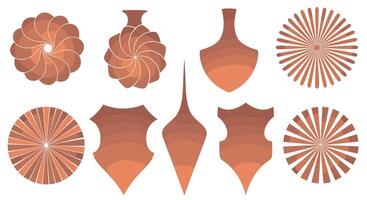 Artistic Illustrations of Geometric Shapes with a Copper and Earthy Color Palette Style vector