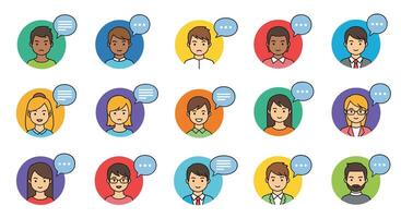 Diversity of Online Communication Avatars Depicting Engagement and Dialogue in Virtual Spaces vector