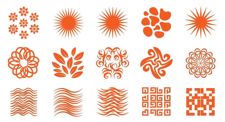 A Collection of Decorative Orange Elements for Graphic Design and Creative Projects