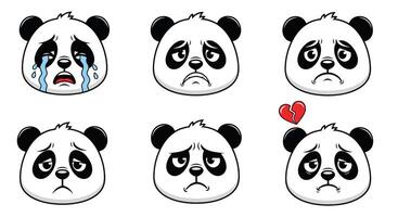 The Various Facets of Sorrow Understanding Sadness Through Expressive Panda Illustrations Detailed Analysis vector