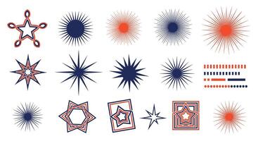 A Constellation of Starbursts An Array of Diverse Sun Ray Illustrations vector