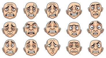 Diverse Facial Expressions Showing a Range of Emotions in an Animated Pixel Art Style vector