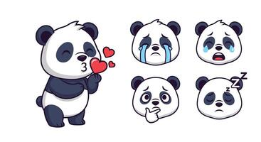 Expressive Panda Emotions and Facial Expressions Depicting a Range of Feelings and Moods vector