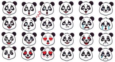 An Exploration of the Myriad Emotions Expressed Through Panda Emoticons and Facial Expressions vector