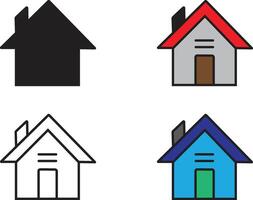 House or home illustration set isolated on white background in different colours. vector