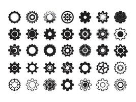 Gear icons bundle cogwheel industrial settings engineering design elements vector