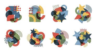 Abstract Geometric Compositions with Shapes Colors and Textures for Artistic Projects Designs vector