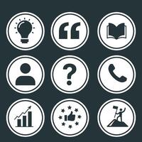 Collection of Circular Icons Representing Various Concepts vector