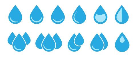 Blue water drop icon. Drop icons in flat style. vector