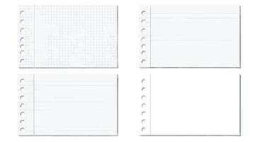 Blank Paper Collection with Different Formats Notebook Sheets Stationery Template for Writing Messages vector