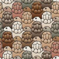 Earthy turtle tessellation seamless pattern in soft tones vector