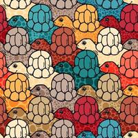 Bright turtle tessellation with bold cartoon color blocks vector