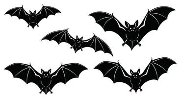 A Nighttime Chorus Five Echolocating Bats Soaring Across the Sky During the Evening Hours vector