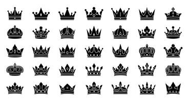 A Collection of Intricate Crown Designs Showcasing Royalty Power and Symbolism Over Centuries vector