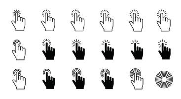 Illustrations of Hands Making Selection or Click Gestures Collection Set of Icons vector